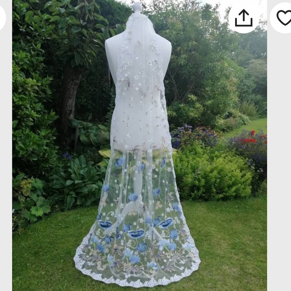 Embroidered wedding veil